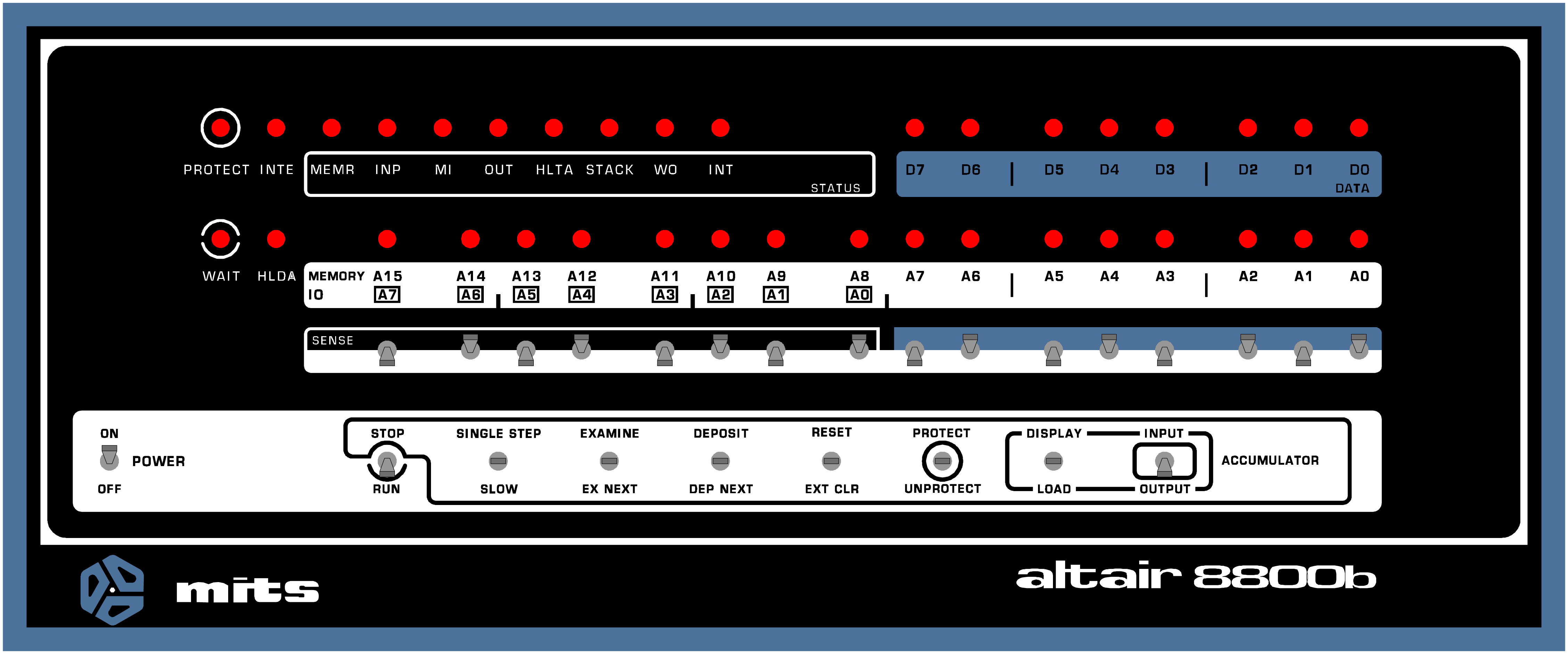 MITS Altair 8800b Front Panel Graphic